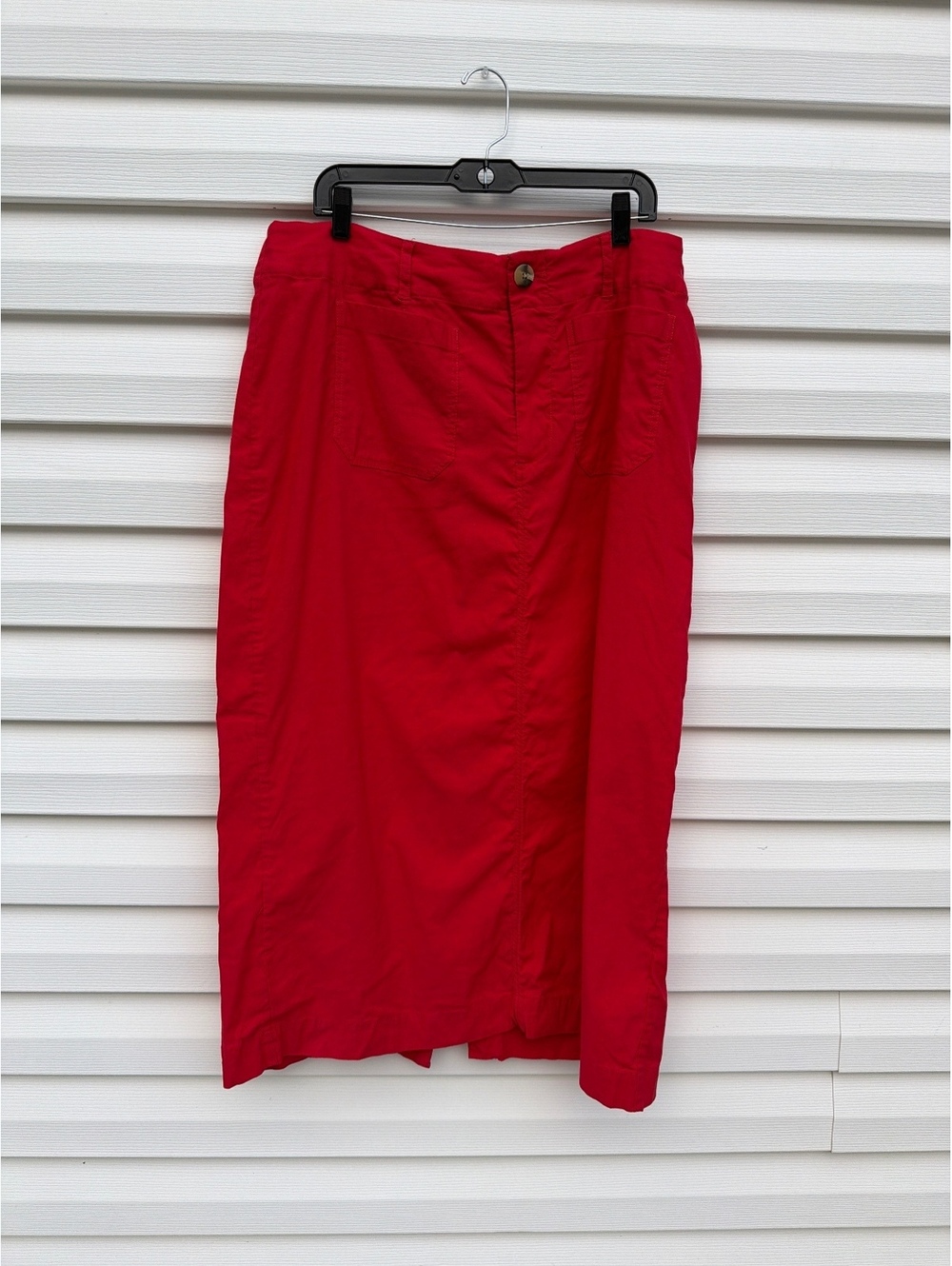 Maeve Anthropologie Women's 1X Red Linen Blend Long Utility Skirt Pockets